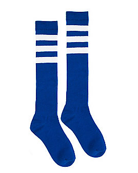 Blue with White Striped Knee High Socks