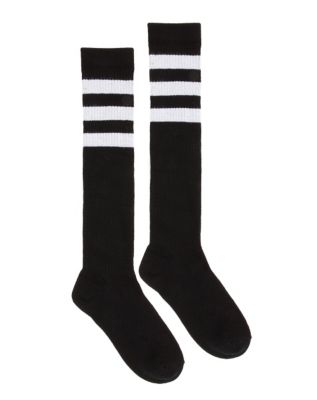 Black with White Striped Knee High Socks - Spirithalloween.com