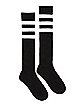 Black with White Striped Knee High Socks