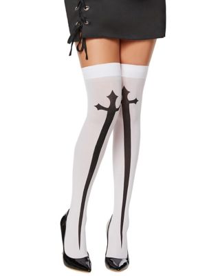 Gothic Cross Faux Thigh High Tights