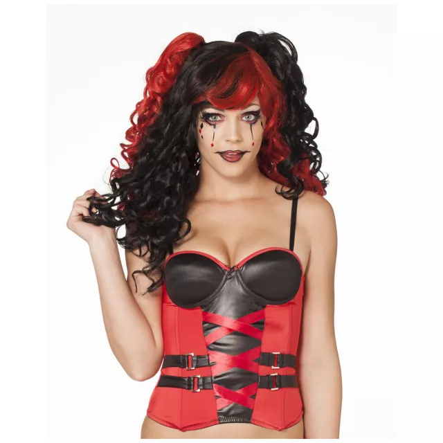 Red and Black Buckle Adult Corset at Spencer's
