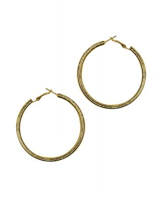 rippmonster　gold hoop 14k Yellow Gold Satin Hollow Hoop Earrings L-27mm, W-16mm