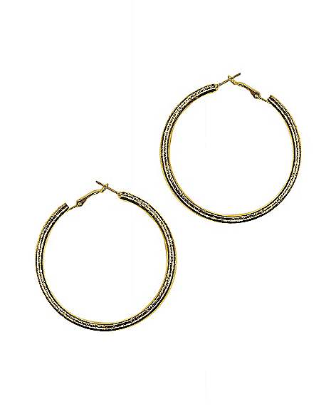 70s Gold Hoop Earrings - Spirithalloween.com