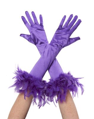 Purple Feather Gloves - Spirithalloween.com