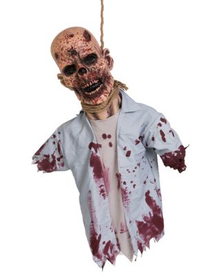 LIFESIZE BLOODY SEVERED HEAD ON A MEAT HOOK HALLOWEEN PROP DISPLAY