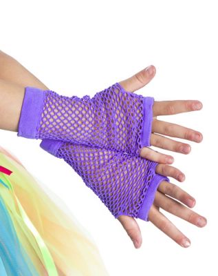 Kids Purple Fishnet Gloves