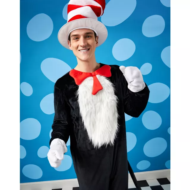 Adult Cat in the Hat One Piece Costume - Dr. Seuss - Spirithalloween.com