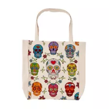 Large Day of the Dead Skull Canvas Tote at Spirit Halloween