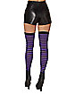 Black and Purple Striped Thigh High Stockings