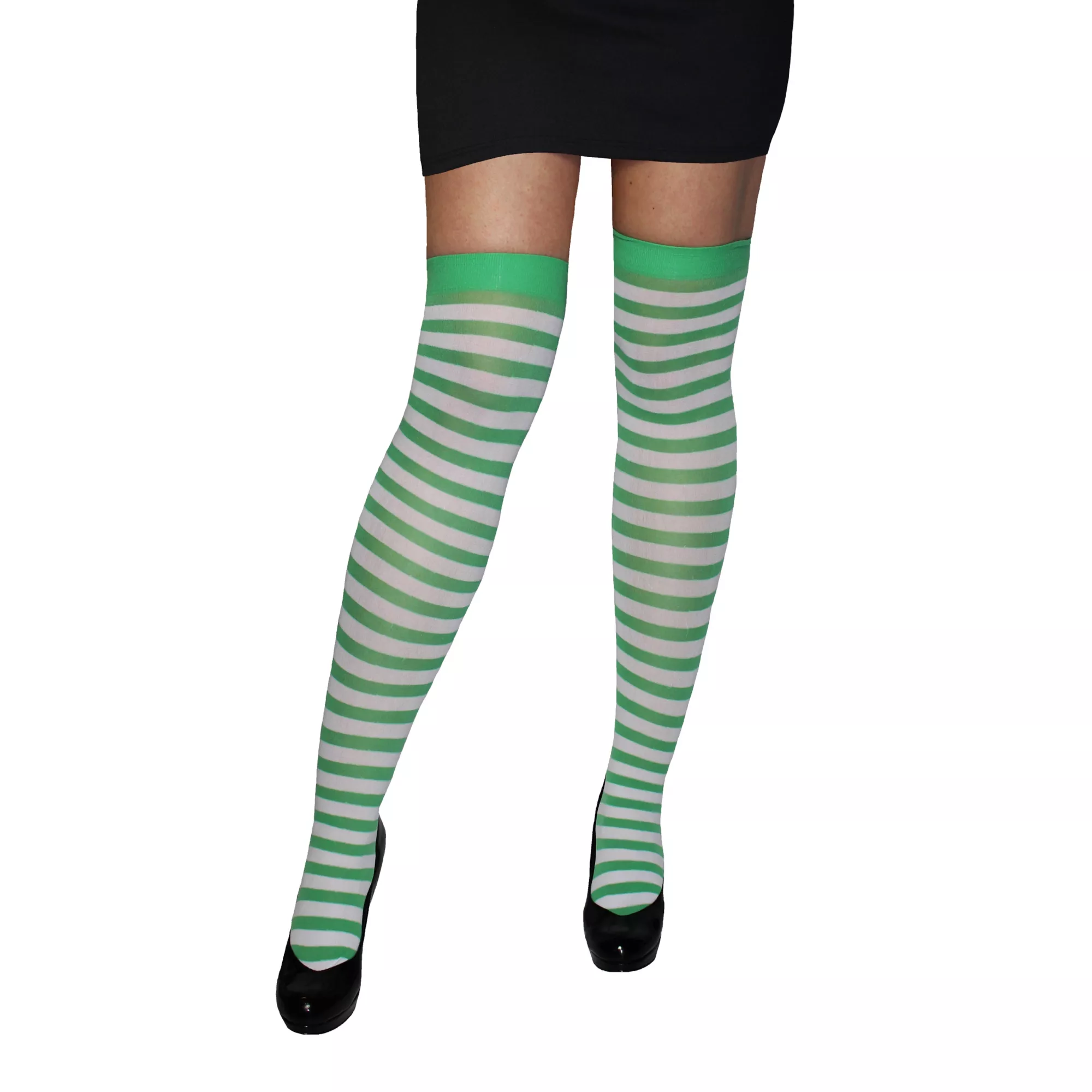 Over the Knee Striped Green and White Thigh Highs at Spirit Halloween