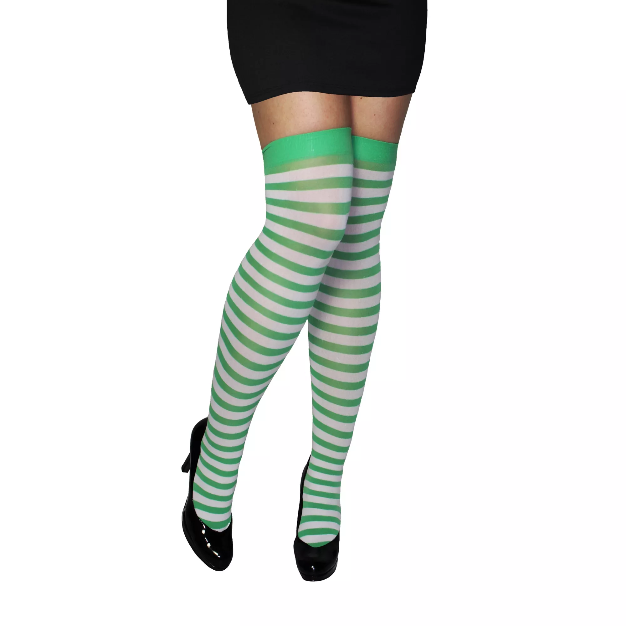 Over the Knee Striped Green and White Thigh Highs at Spirit Halloween