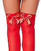 Red Satin Thigh High Stockings