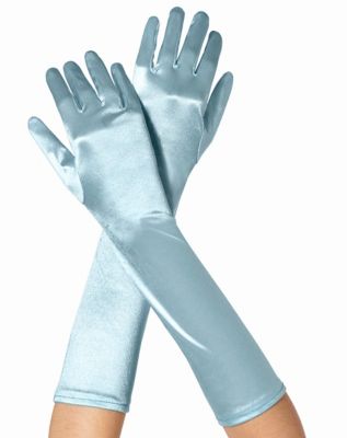 Long Blue Satin Gloves - Spirithalloween.com