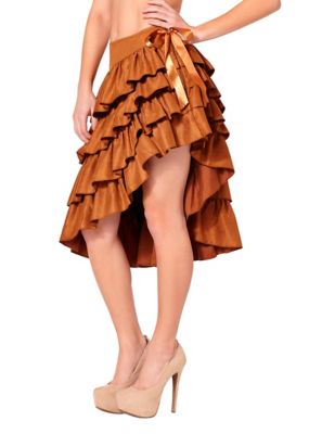 Jupe En Daim Marron Foncé à Volants Taille 9 - Occasion Très Bon état, Vintage