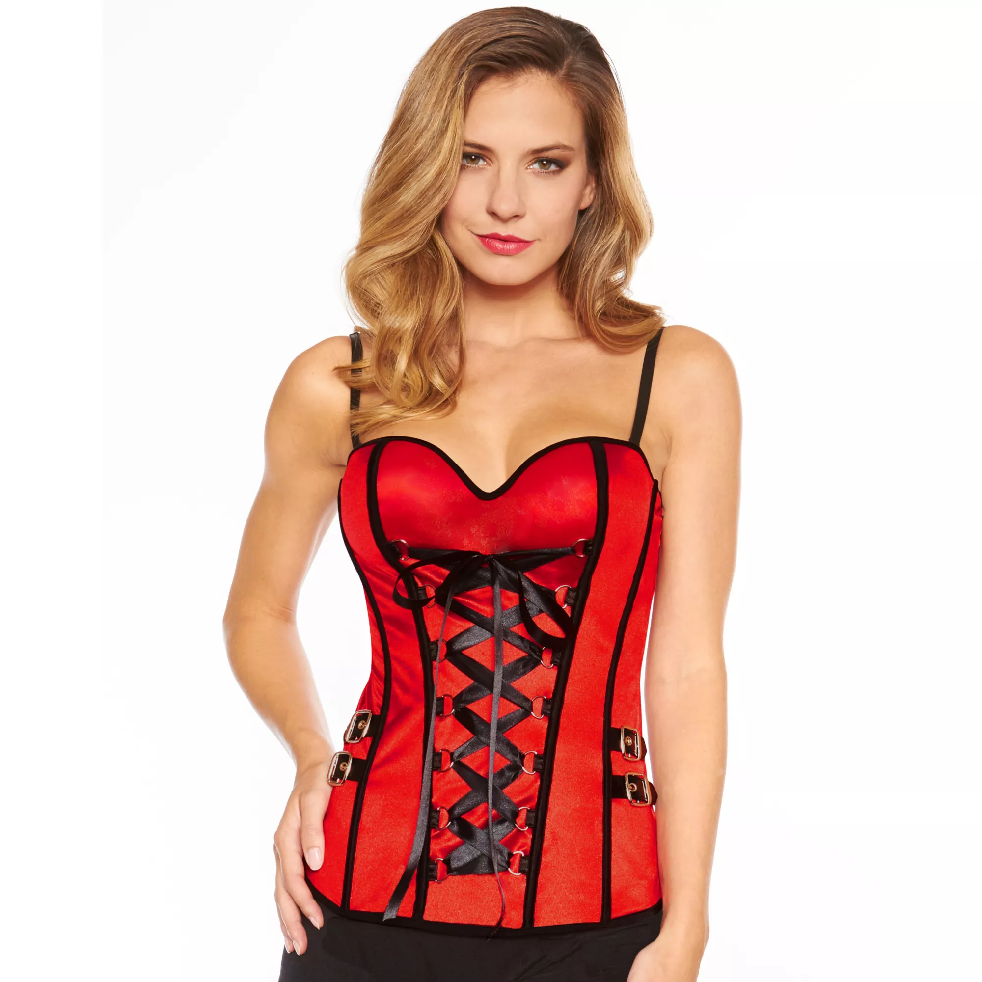 Red and Black Pleather Corset at Spirit Halloween