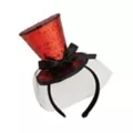 Red Glitter Mini Top Hat Fascinator at Spencer's