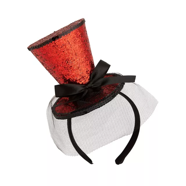 Red Glitter Mini Top Hat Fascinator