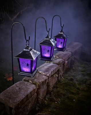 Purple LED Creepy Spider Lantern Pathway Markers - 3 Pack
