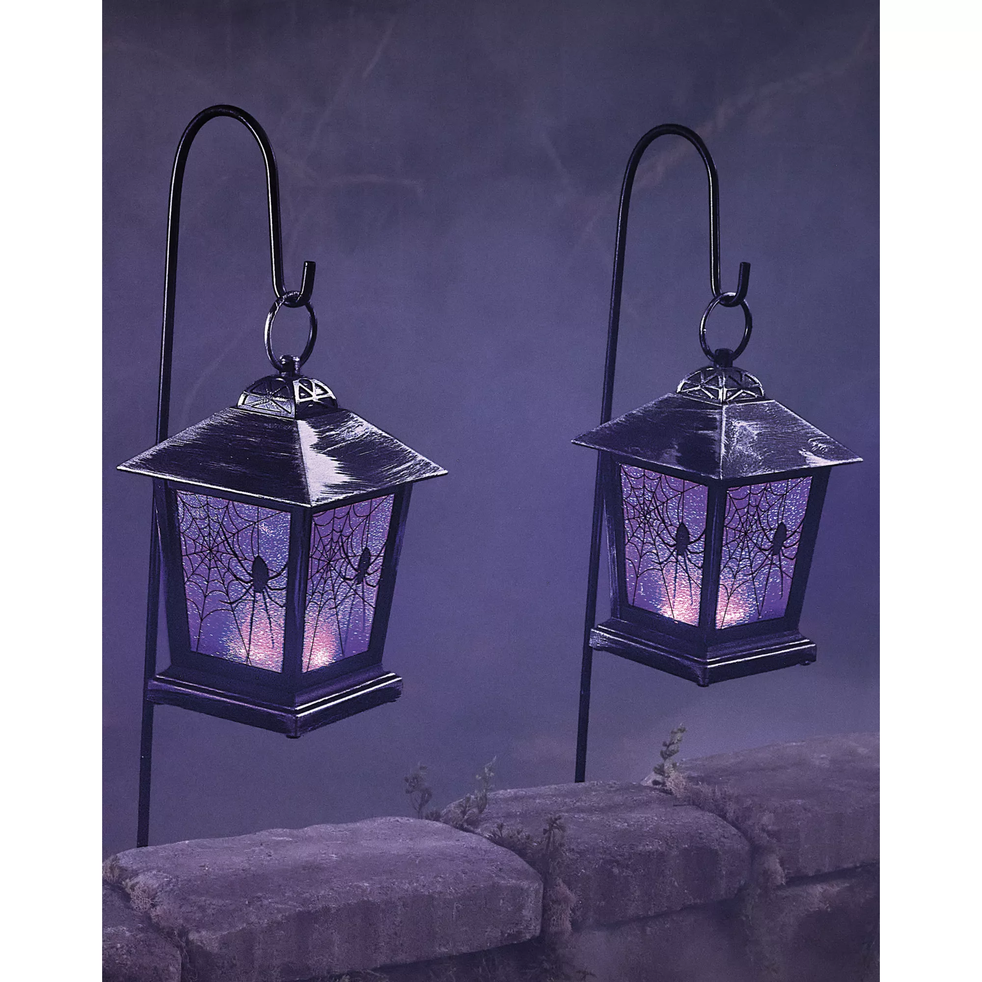 Purple LED Creepy Spider Lantern Pathway Markers - 3 Pack at Spirit Halloween
