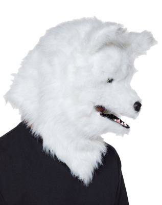 Moving Mouth White Wolf Full Mask