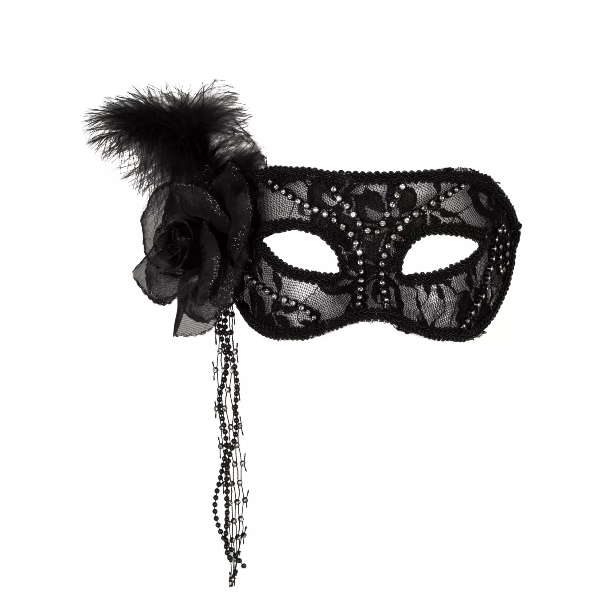 Black Flower and Rhinestones Mask at Spirit Halloween