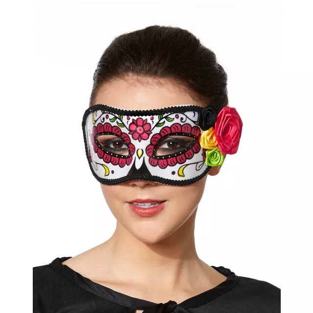 Day of the Dead Multi Color Flowers Eye Mask at Spirit Halloween