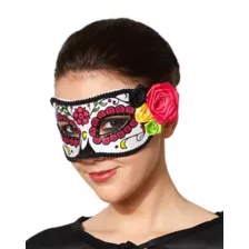 Day of the Dead Multi Color Flowers Eye Mask at Spirit Halloween