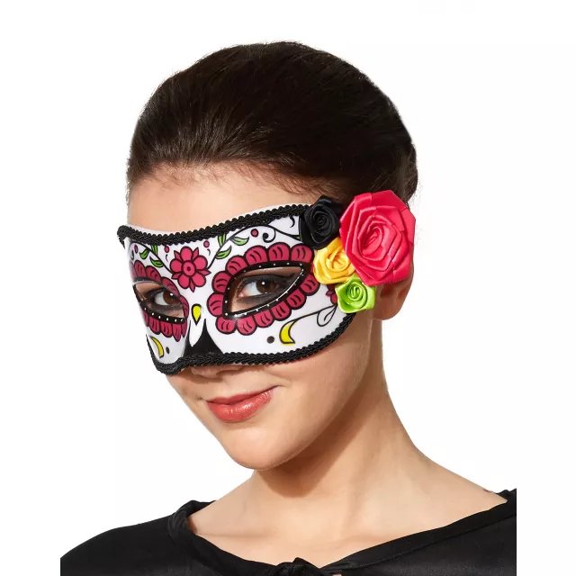 Day of the Dead Multi Color Flowers Eye Mask at Spirit Halloween