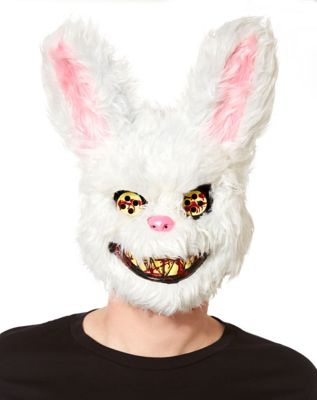 Faux Fur Scary Fluffy White Bunny Half Mask Spirithalloween Com - roblox spooky bunny mask