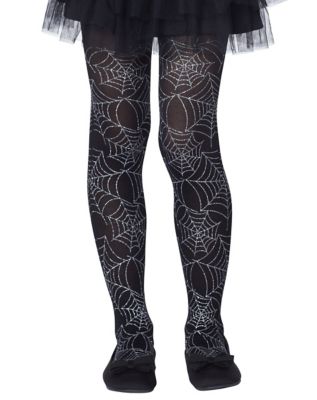 Metallic Silver Spider Web Tights 