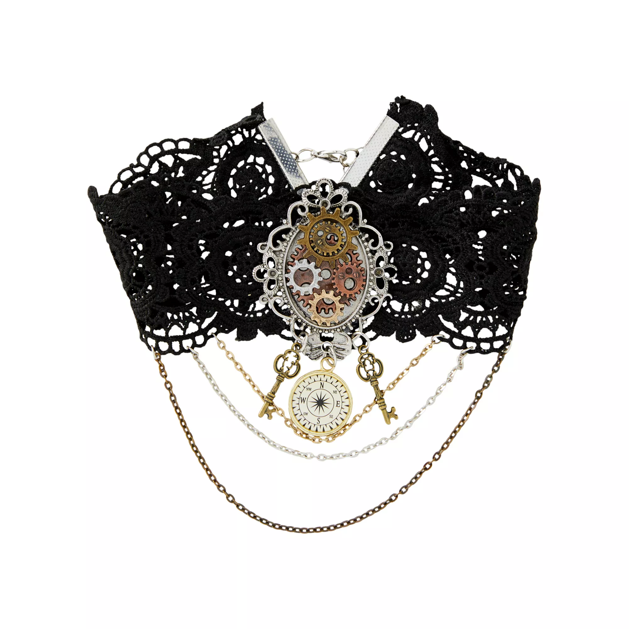 Steampunk Heart Charm Choker Necklace at Spencer's