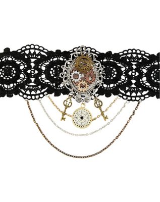 Steampunk Heart Charm Choker Necklace