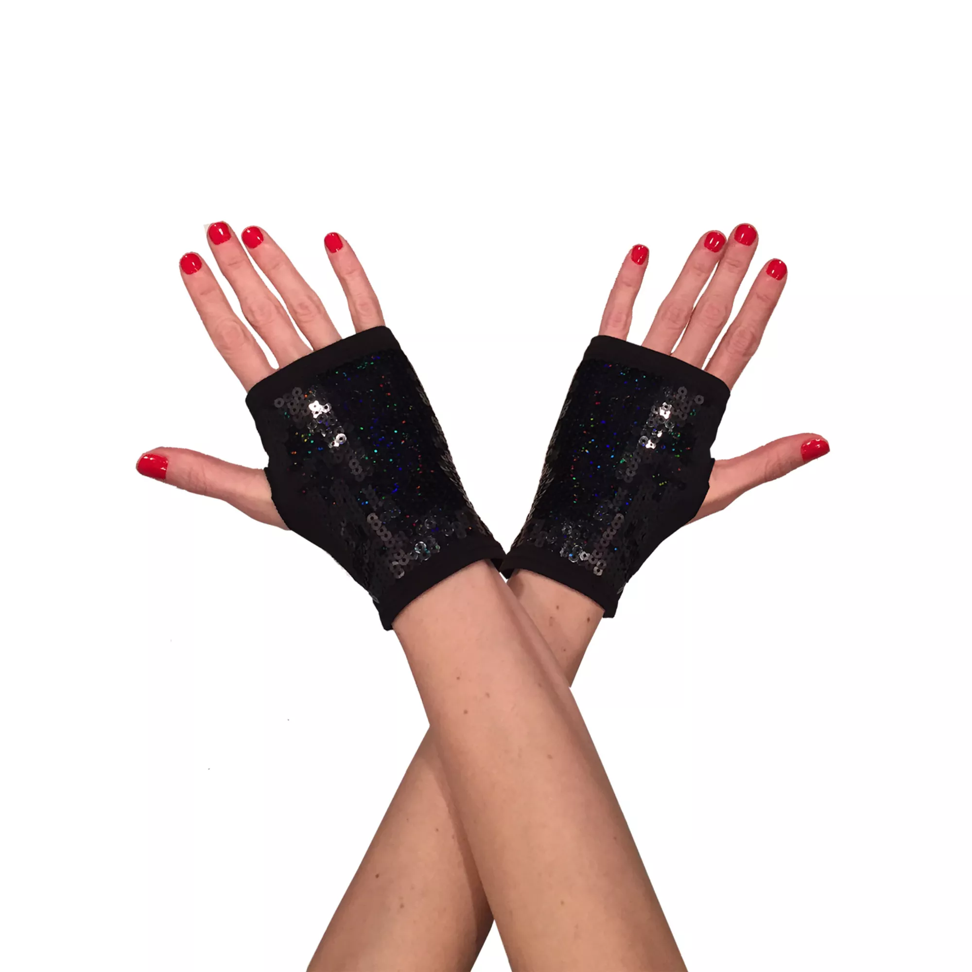 Black Sequin Girls Fingerless Gloves at Spirit Halloween