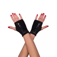 Black Sequin Girls Fingerless Gloves at Spirit Halloween