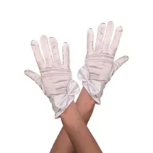 White Satin Girls Gloves with Bow at Spirit Halloween