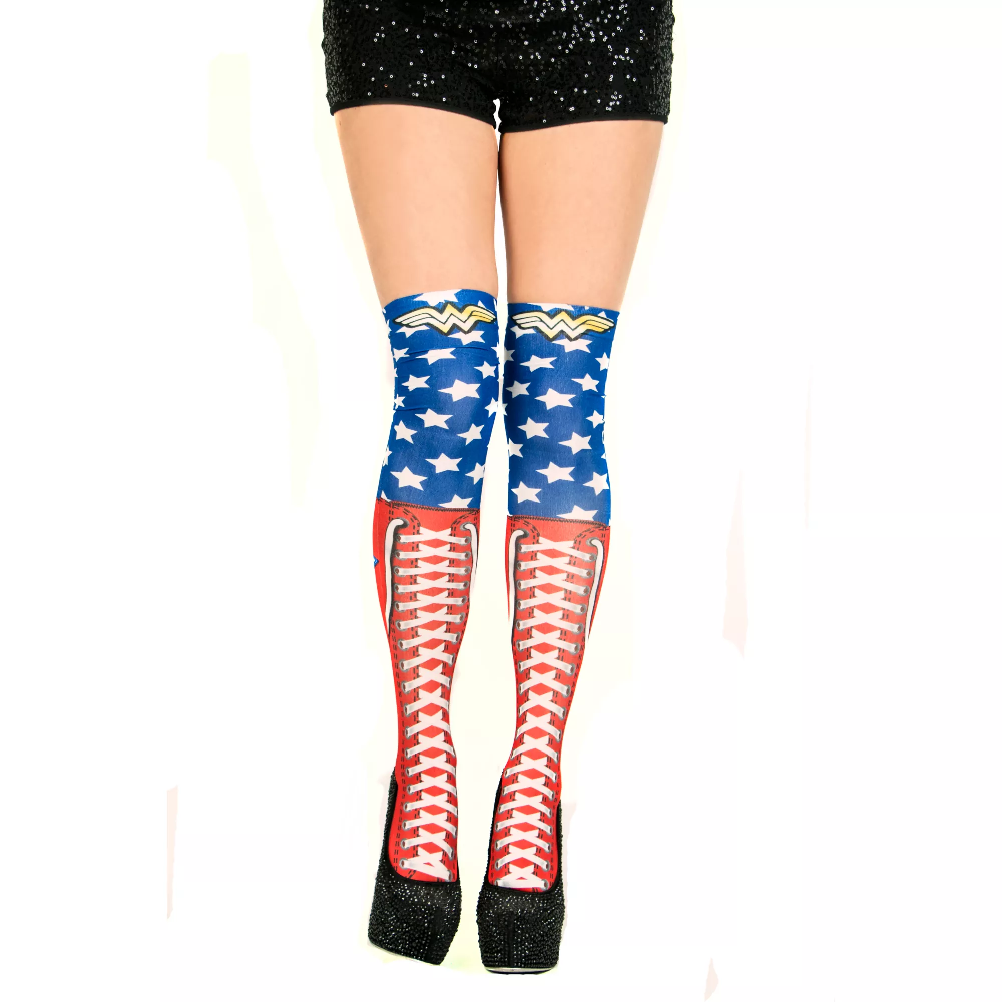 Wonder Woman Over the Knee Boot Socks at Spirit Halloween