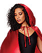 Red Satin Hooded Womens Cape