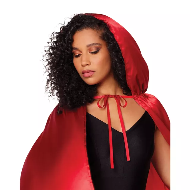 Satin Hooded Cape Adult Red