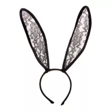 Black Velour and Lace Bunny Ears - Spirithalloween.com