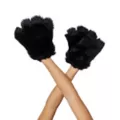 Black Faux Fur Paws Gloves at Spencer's