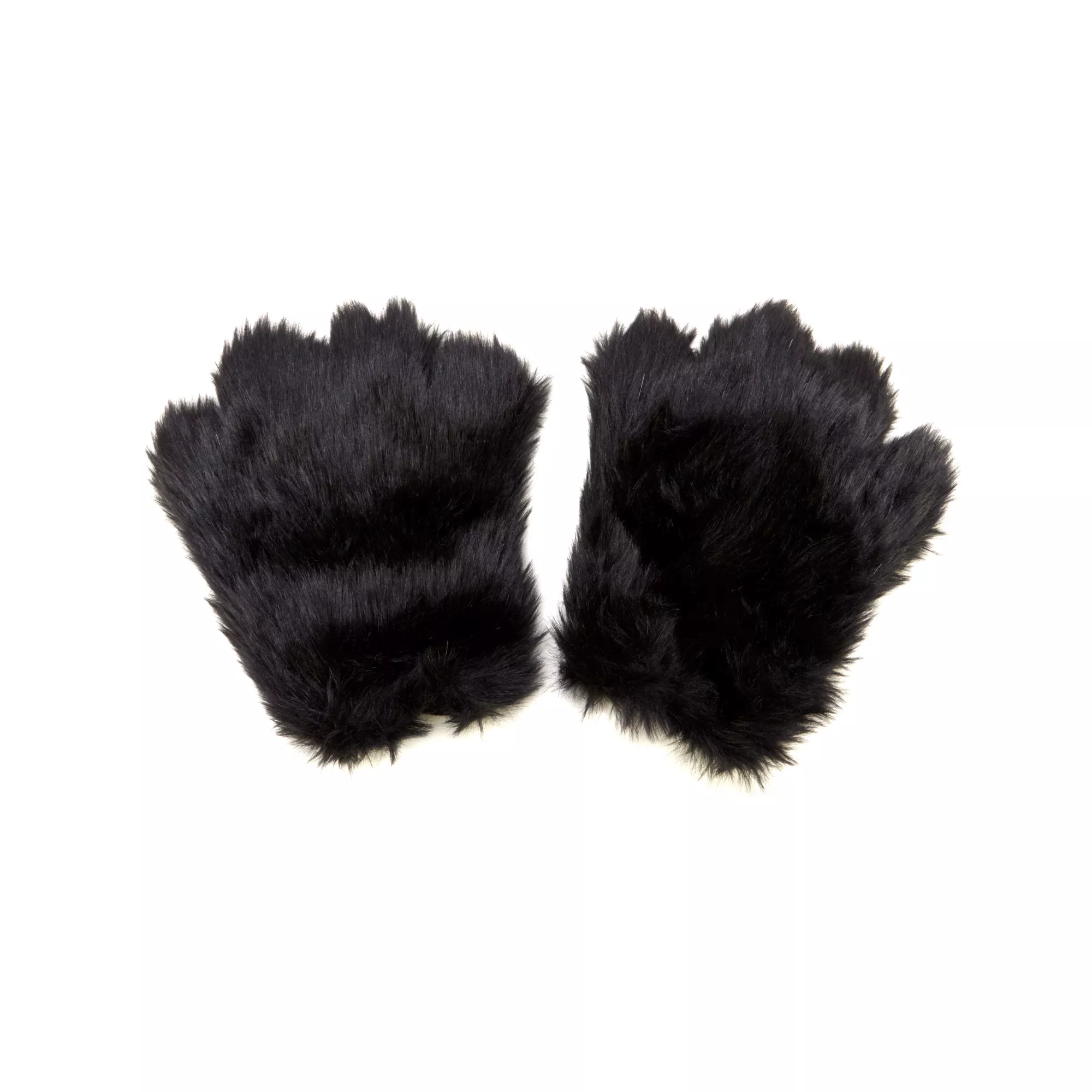 Black Faux Fur Paws Gloves at Spencer's