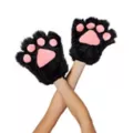 Black Faux Fur Paws Gloves at Spencer's