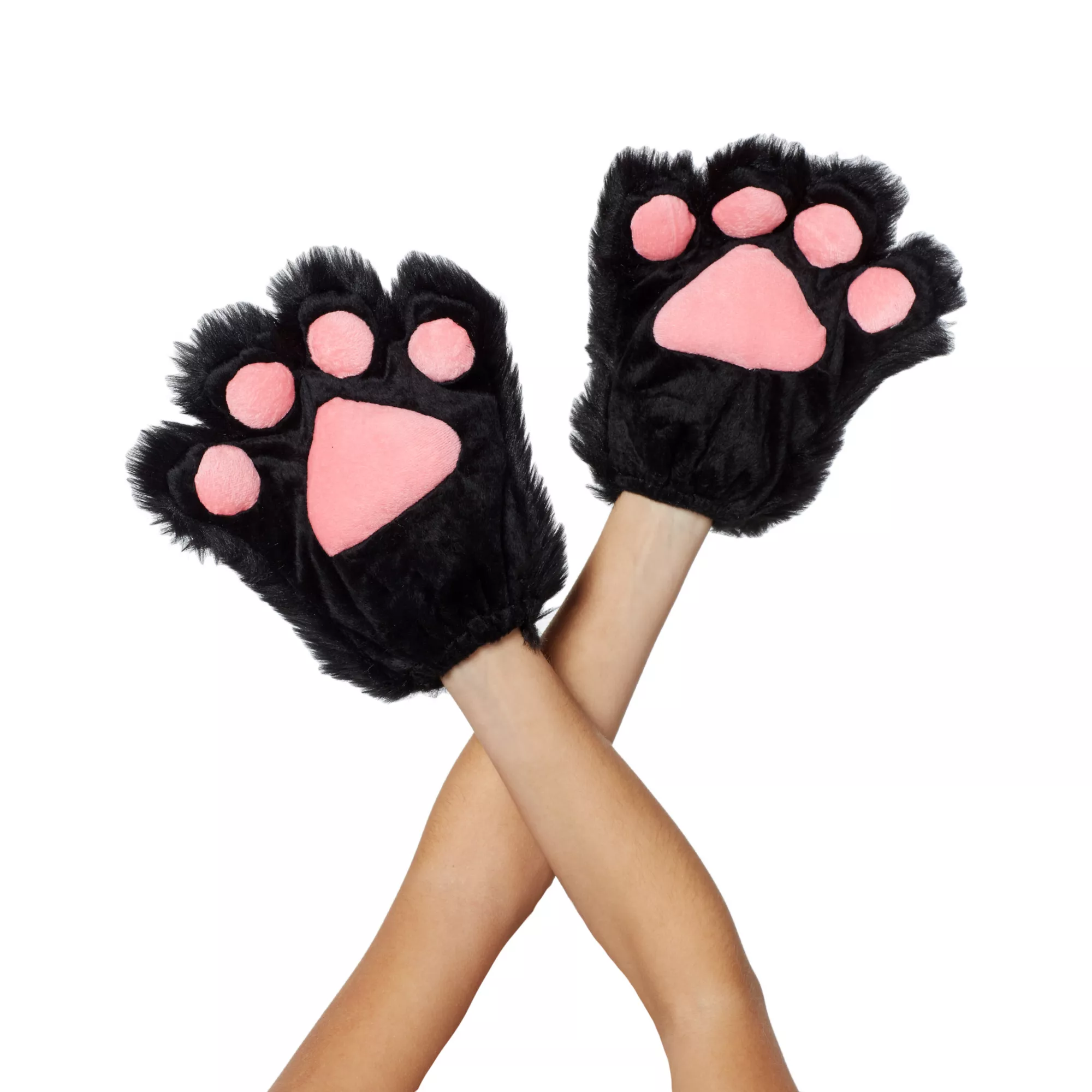 Black Faux Fur Paws Gloves at Spencer's