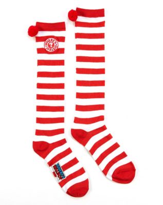 Pom Waldo Knee High Socks - Where's Waldo - Spirithalloween.com