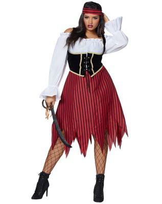 a Pirate Girl in a fitted pirate costume with a pirate flag - Playground