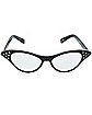 '50s Black Rhinestone Cat Eye Glasses