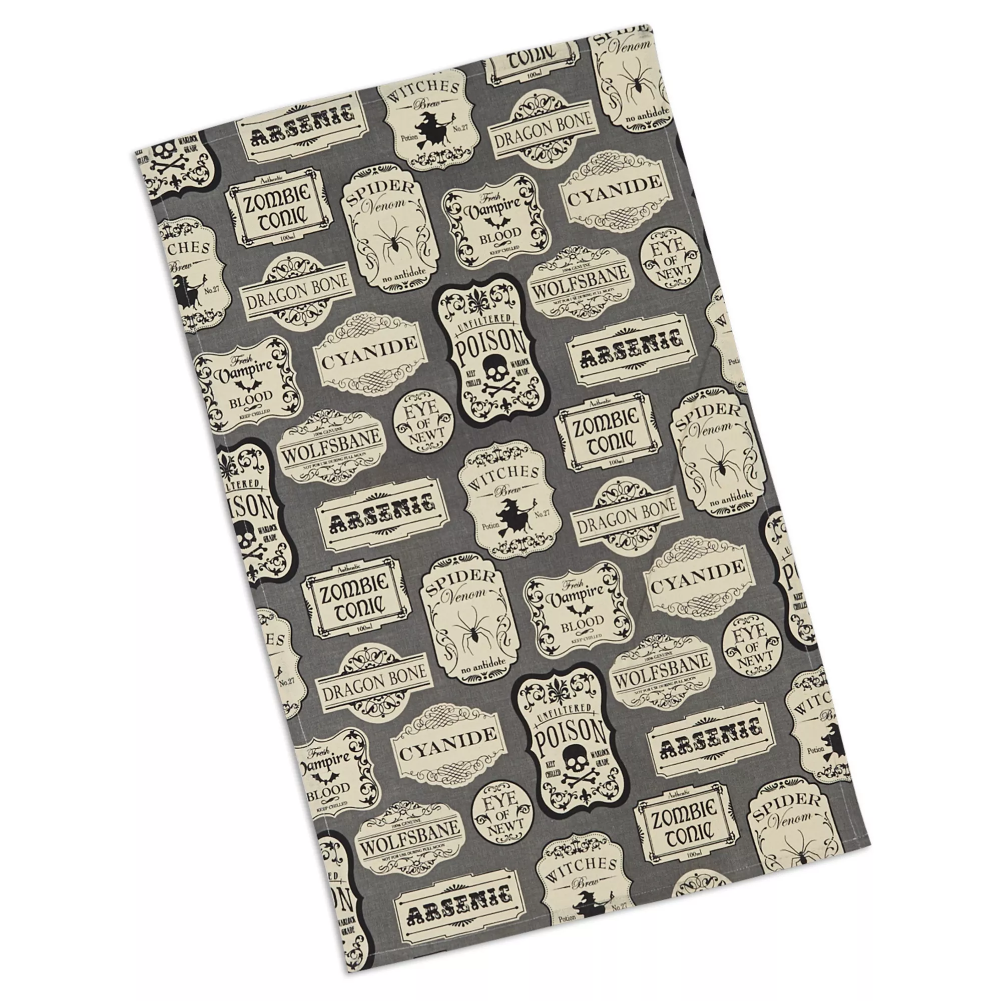 Deadly Labels Printed Dish Towel at Spirit Halloween