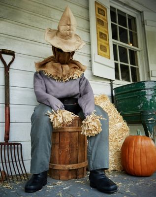 4.5 Ft Sitting Scarecrow Animatronic - Spirithalloween.com