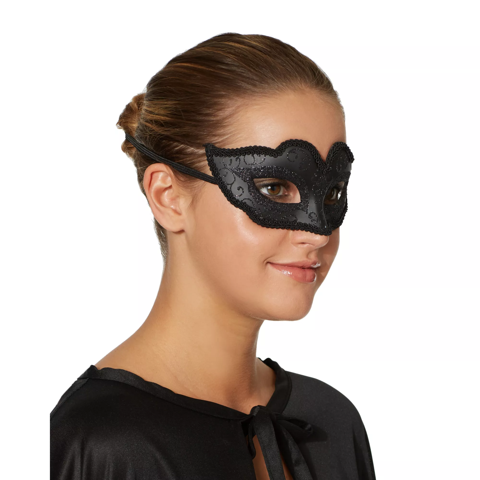 Black Venetian Half Mask at Spencer's