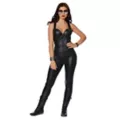 Faux Leather Side Buckle Corset at Spencer's